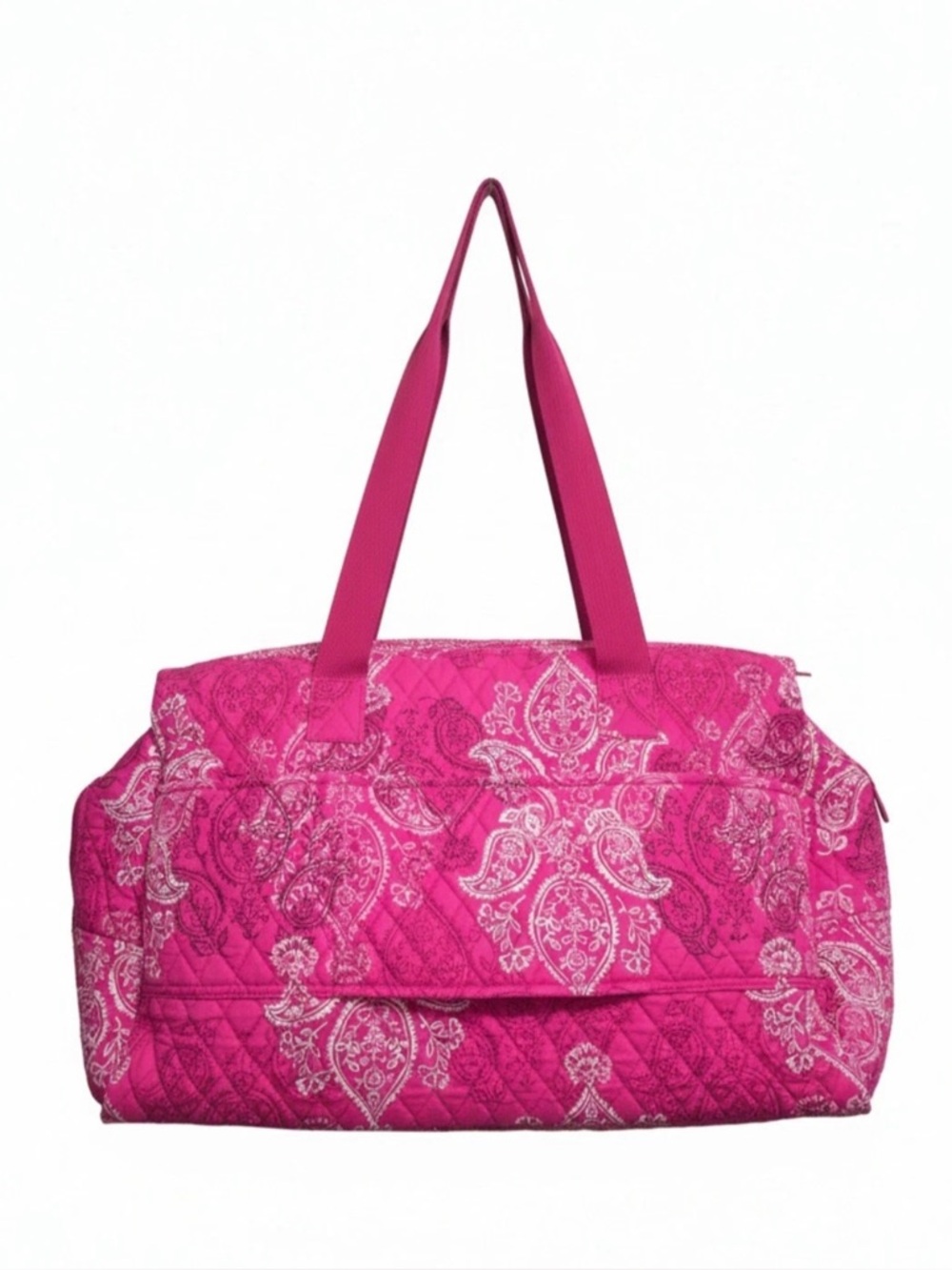 Vera Bradley Hot Pink Paisley Large Quilted Tote Duffle Bag New